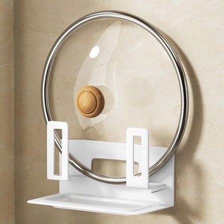 Lock för kastrull med vattenbricka, köksförvaringsställ, slagtåligt, väggmonterbart, multifunktionellt skärbrädeställ