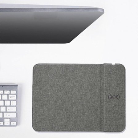 Platt Klicker Musemåtte Med Trådløs Oplader, 15W Trådløs Oplader Til Alle Qi-Enheder Laptop Computer Musemåtte Med Mobiltelefon Qi Hurtigopladning