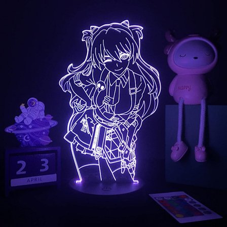 Led-yövalo 3D Evankeliointi Anime makuuhuoneen koristeeksi Asuka Langley Soryu hahmo lapsille syntymäpäivälahjaksi pöytälampun gadget manga