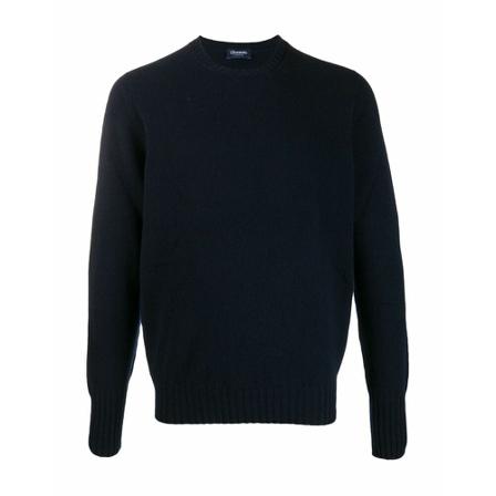 Drumohr Round-neck Strik Blå, Herre Strik