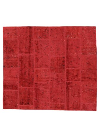 Noué À La Main Patchwork Tapis 176X200 De Laine Rouge Foncé