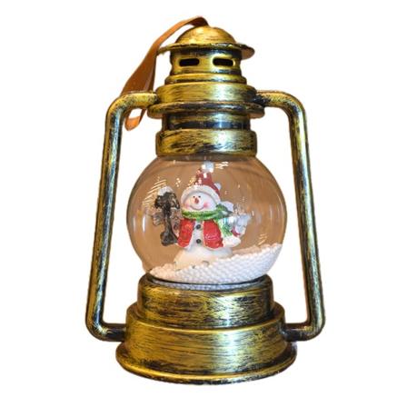 Jul Led-ljus Glödande Kristallkula Automatisk Snöflinga Flygande Musik Lykta för Xmas Holiday Party Bakgrundsdekoration Bronze Snowman