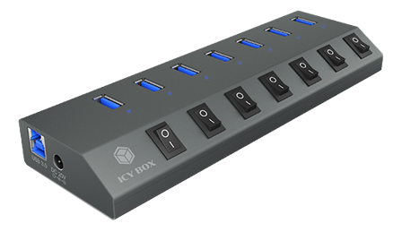 ICY BOX IB-HUB1701-C3 - hub - 7 porter