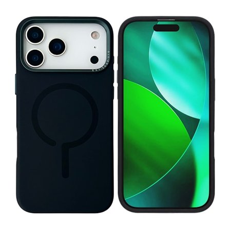 Mobilskal Silikon med Kamera Metallram för iPhone 17 Pro - Svart