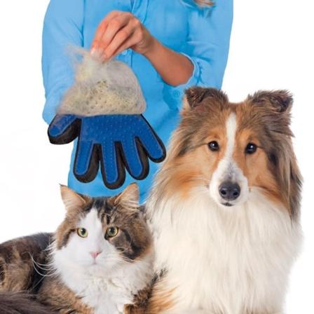 Børstehandske - Hund/Kat - Højre hånd - Silikonebørste Blue