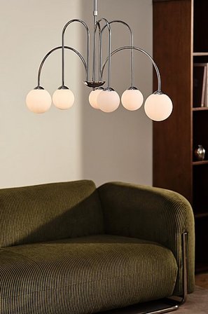 Jotex - Loftlampe 6-armet krom/hvid - MELINA - Køb Loftlamper hos Jotex