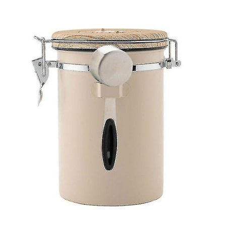 Rustfrit Stål Lufttæt Kaffebeholder Opbevaringsdåse Sæt Kaffebeholder Dåse Med Ske Kompatibel Med Kaffe Bønner Te 1.8l -ES