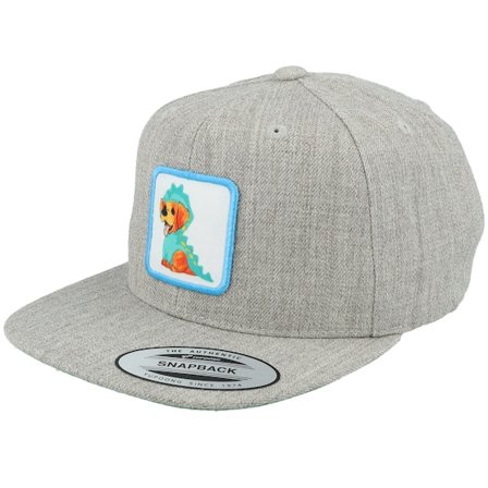Kiddo Cap - Grå snapback Kasket - Kids Dog With Dino Costume Heather Grey Snapback @ Hatstore