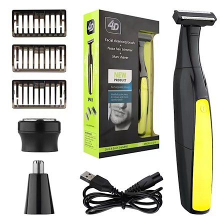 Elektrisk rakapparat för män, 3 i 1 multifunktionell elektrisk rakapparat, näshårstrimmer, elektrisk skäggtrimmer och rakblad