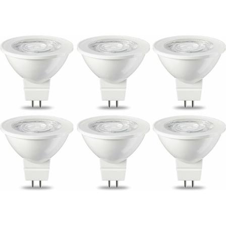Sæt med 6 LED GU5.3 MR16 5 W varm hvid ikke-dimbare pærer, 220 V [Energiklasse G]