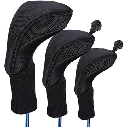 Musta - 3 kpl golfmailan päällisiä, puupäälliset