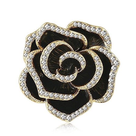 Elegant Rhinestone Bloom Rose Flower Brosch Lapel Pin