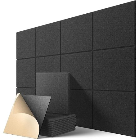 Acoustic Panel 12 pcs Acoustic Panels Self-Adhesive, High Density Wall Panel, 30*30cm, Black