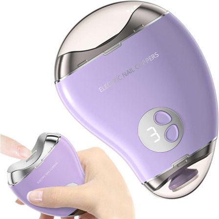 Elektrisk negleklipper, 3-trinns dobbel tåneglklipper, sikker mangoformet design for tykke negler, ideell for voksne og barn, neglesliper og barn