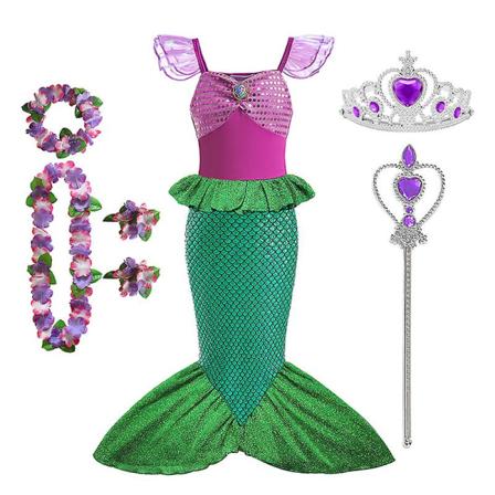 Disney Lilla Sjöjungfrun Ariel Prinsessdräkt Barnklänning För Flickor Cosplay Barn Karneval Födelsedagsfest Kläder Sjöjungfrun Klänning N 3-4T(size 