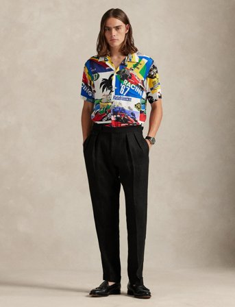 Polo Ralph Lauren Classic Fit Racing-Print Camp Shirt - Multi/patterned - M