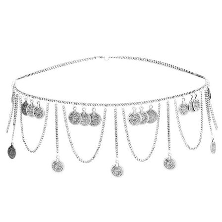 Metal kæde bælte mønt kvast vedhæng linning SØLV B SØLV B