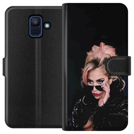 Kompatibelt Lommeboketui til Samsung Galaxy A6 (2018) Lady Gaga portrett med solbriller og dramatisk sminke i mørk glamorøs stil