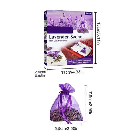 10-pack Lavendelpåsar för lådor och garderober, perfekt för bil, rum, luftfräschande doftpåsar