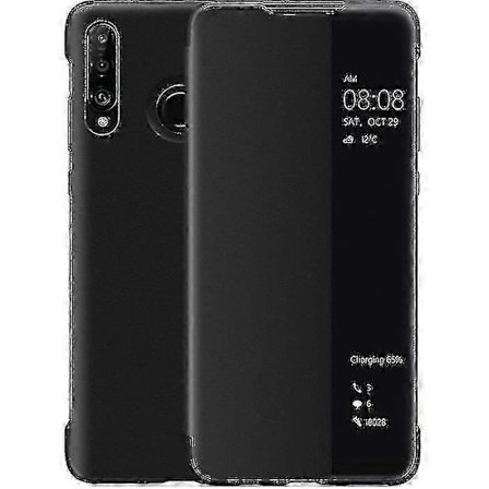 For Huawei P30 Lite Deksel, Smart View Lær Flip-deksel, [Energisparemodus][Fullstendig Beskyttelse](p30lite,bla Boris