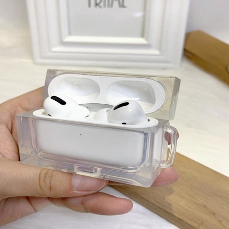 Fyrkantigt Fodral för Airpods Pro i kristall + krok