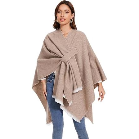 Naisten Elegantti Huivi-Kaapui Avoin Etupeite Pehme Poncho, Sopii Kev seen, Syksyyn ja Talveen Light Gray