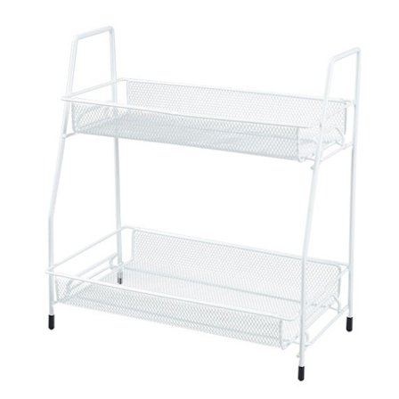 Kryddhylla för kök, förvaringshylla, köksorganisatör, arbetsstation för kryddförvaring, vertikal hylla för köksskåp, badrum, vit (2 våningar)