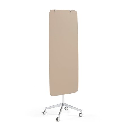Mobile glass writing board STELLA with rounded corners, light brown