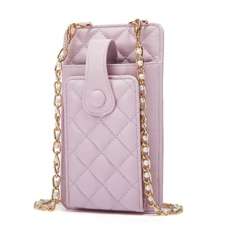 Mobiltelefonväska för kvinnor med multi kortplatser Diagonal väska med rutig kedja purple