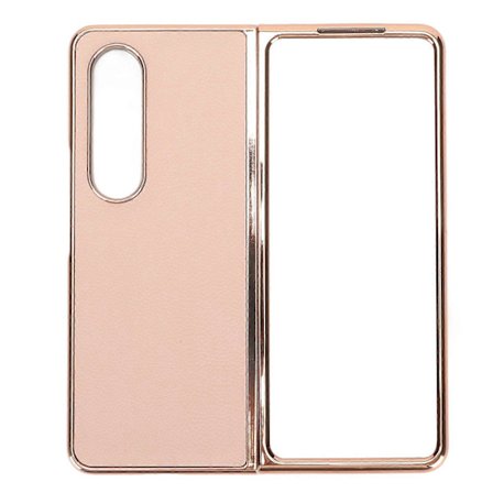 Telefonfodral Skyddande Omslag för Samsung Galaxy Z Fold 4 Nanoförgylld Äkta Läder Repskyddande Rosa