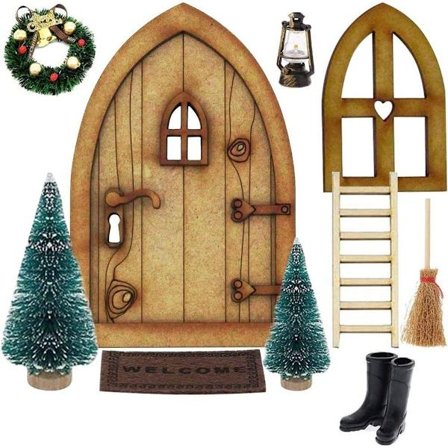 Nisse Dør Julepyntsett, Nisse Dør Nissedor med Tilbehør, Hus KLB