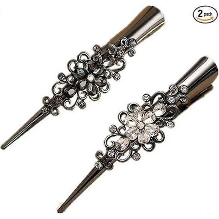 2 metal krokodillehårklemmer sorte og hvide skridsikre næbklips til kvinder og piger Elegante håraccessories næbklips