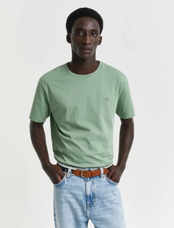 GANT Reg Shield Ss T-Shirt - Khaki green - XXL