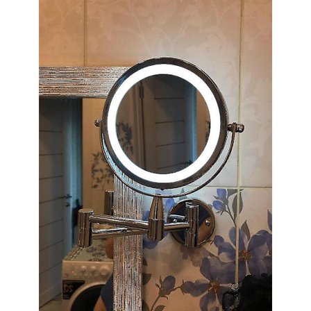 Forstørrelsesspeil med LED-lys, veggmontert og justerbar