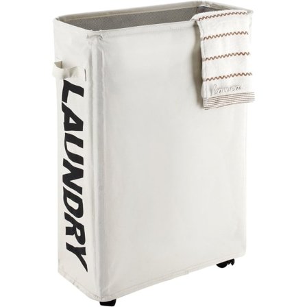 22" rullaava kapea pyykkikori pyörillä, korkea ohut likainen pyykkikori