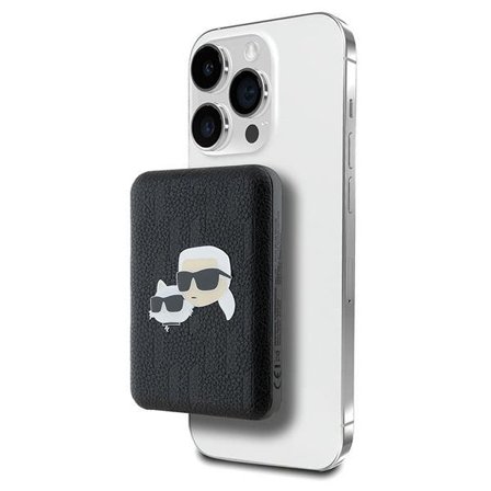 Karl Lagerfeld KLPB5FPGKSKCHK 16W 5000mAh musta Powerbank MagSafe -päätepistoke Karl & Choupette