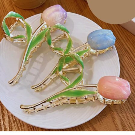 3PCS Söt Metall Blomma Klämma Halkfri Hårklämma Klor Combo Hårtillbehör för Kvinnor Flickor(Flerfärgad)