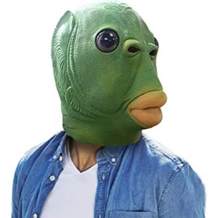 Sød sjov grøn fisk maske voksen latex dyr fuld hoved maske Halloween kostume cosplay fest rekvisitter