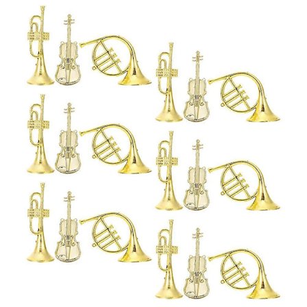 Kultainen viulu soitinmalli koristeeksi 1 setti joulukuusen koriste [D]