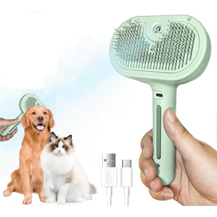 Bärbar Ångborste för Husdjur, Kattvårdsborste med Spray, Anti-Fly Hårmassagekam för Husdjur för Håravfall & Utrassling [BR]