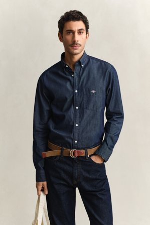 GANT Herren Regular Fit Indigo Hemd (4XL) Dunkelblau