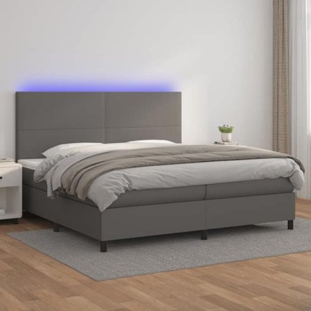 Maison Exclusive - Sängbotten med lameller och madrass samt LED Grå 200x200 cm