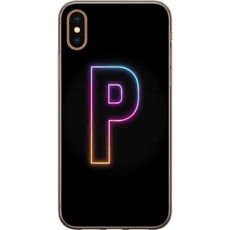 Kompatibel Mobilcover til Apple Apple iPhone X Minimalistisk neonbogstav P i farvegradient og lyseffekt mod sort baggrund i digital neonstil