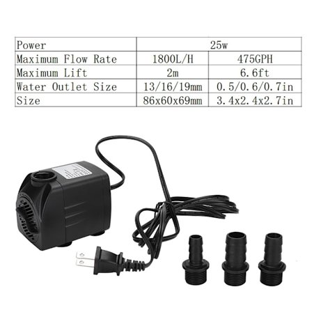 Kompakt Dränkbar Vattenpump, Ultratyst Drift 25W Effekt, Justerbart Vattentryck, Idealisk För Akvarium Damm Fontän Fiskdamm,
