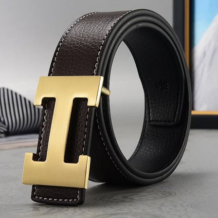 Belte Herre Casual Trendy Allsidig Middelaldrende Personer Ungdom Buksebelte Kaffefarge gullspenne Coffee color gold buckle(KDO)