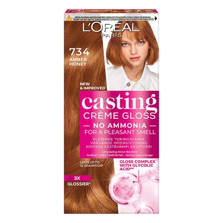 L'Oréal Paris Casting Crème Gloss Semipermanent Hårfarve 734 Amber Honey, Hår, Hårfarve, Toningsfarve
