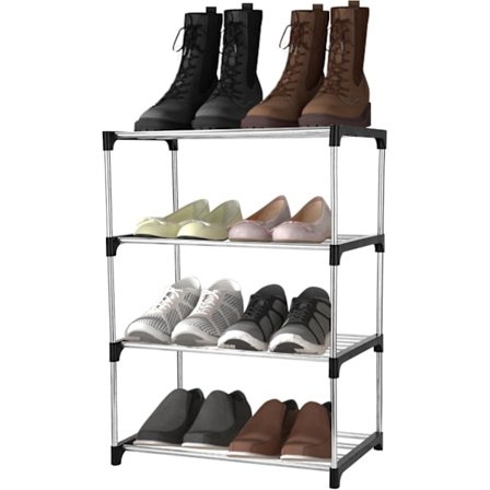 4-vånings Stapelbar Skoställ Metall Skoskåp Metall Skohållare för 8 Par Skor