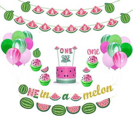 Vandmelon Fødselsdagsfest Dekorationssæt - One in a Melon Pa DXGHC