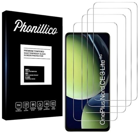 Hærdet Glas til OnePlus Nord CE 3 LITE 5G [Pakke 4] Beskyttelsesfilm til Skærm Phonillico