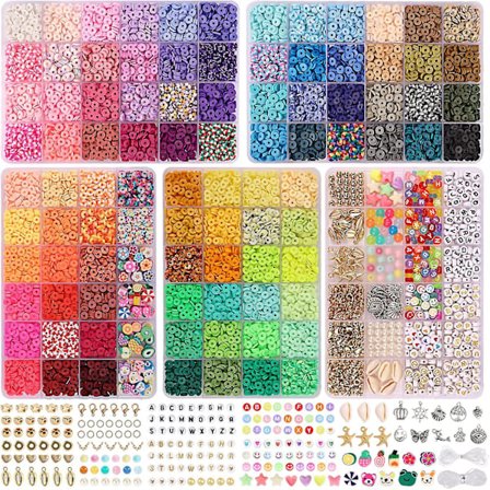 Black Friday 8100 st Clay Beads Armbandssats, 92 Färger DIY Platta Polymer Vänbands Smycken Tillverkning Elastisk Snöre Julgåvor För Flickor,ki